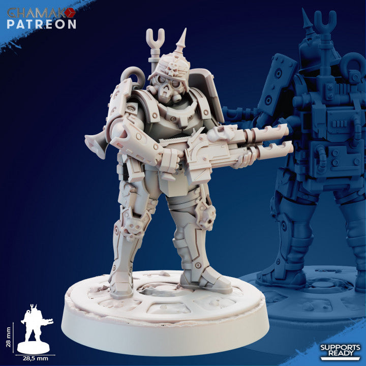 Imperial Army Iron Korps Panzergrenadier Command Squad (5 Units), 28mm heroic scale unpainted resin, view 4