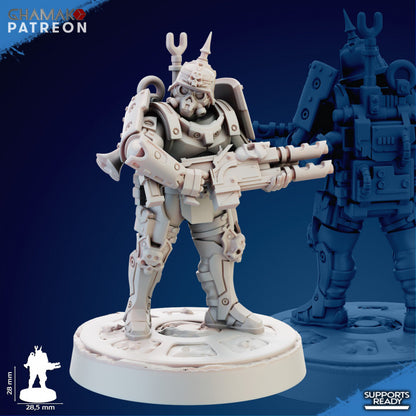 Imperial Army Iron Korps Panzergrenadier Command Squad (5 Units), 28mm heroic scale unpainted resin, view 4