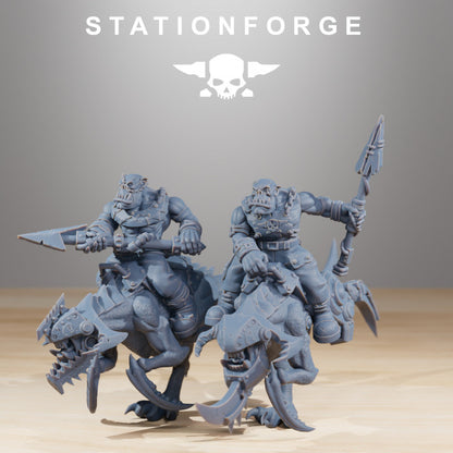 Orks Beast Riders (10 Units), proxy miniature, squad, 28mm heroic scale unpainted resin, view 7