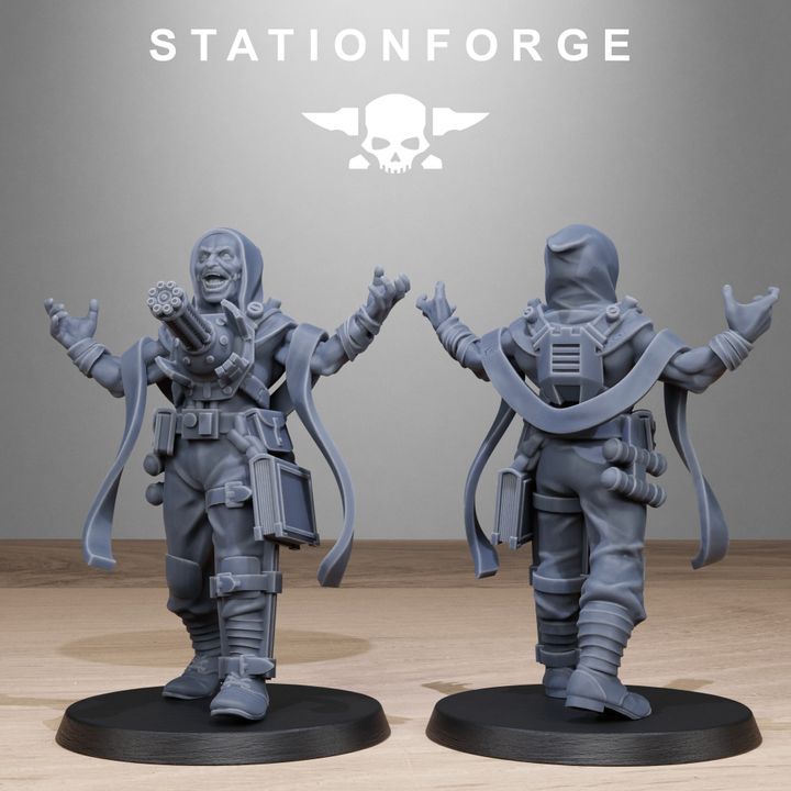 Dark Space Knights Guard Abhumans, proxy miniature, infantry, 28mm heroic scale unpainted resin, view 8