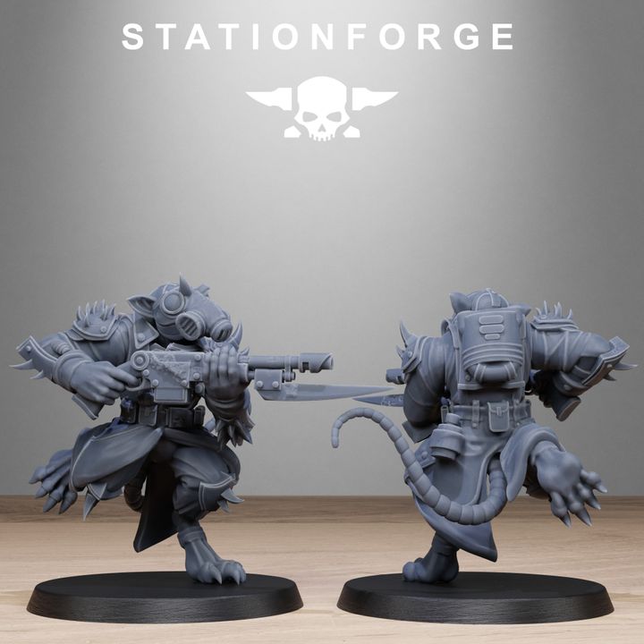 Dark Space Knights Guard Raticus, proxy miniature, infantry, 28mm heroic scale unpainted resin, view 4