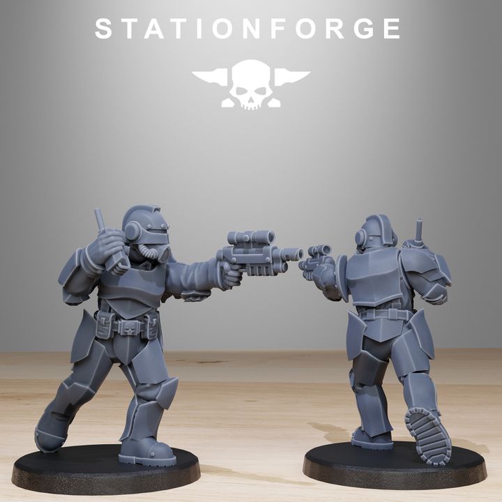 Imperial Army Grim Guard Enforcers (11 Units), 28mm heroic scale unpainted resin, view 8