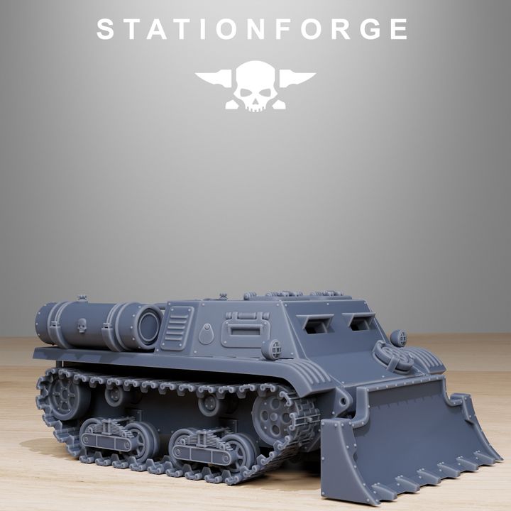 Grim Guard Tankette, Imperial Army proxy miniature, infantry, 28mm heroic scale unpainted resin, view 6