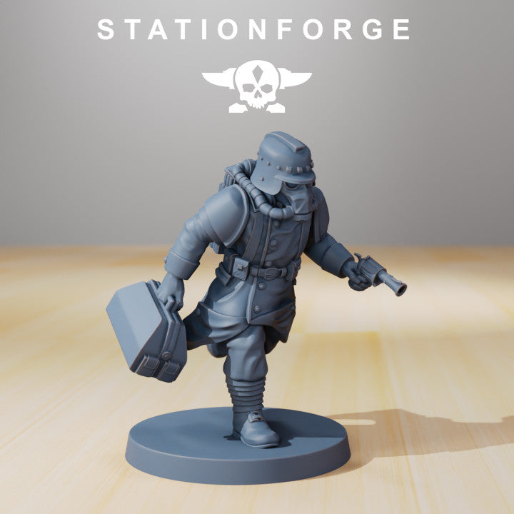 Grim Guard Supporters, Imperial Army proxy miniature, infantry, 28mm heroic scale unpainted resin, view 4