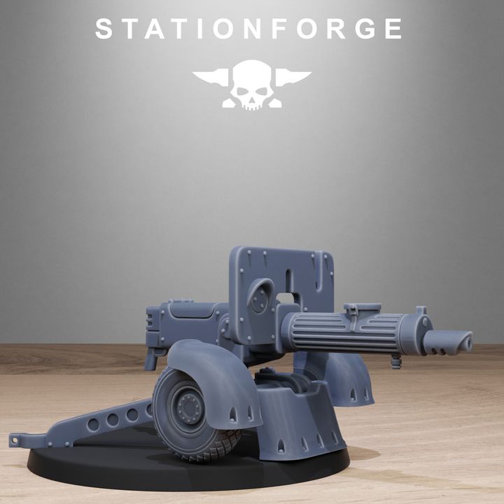 Free Guard Light Machine Gun, Imperial Army proxy miniature, artillery, 28mm heroic scale unpainted resin, view 6