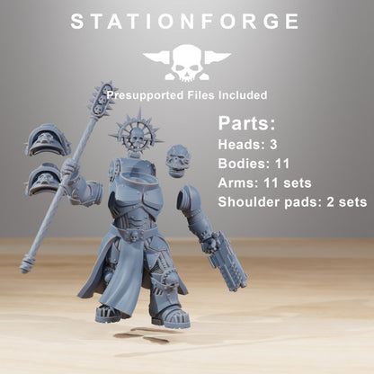 Space Knights Melee Infantry (11 Units), proxy miniature, squad, 28mm heroic scale unpainted resin, view 7