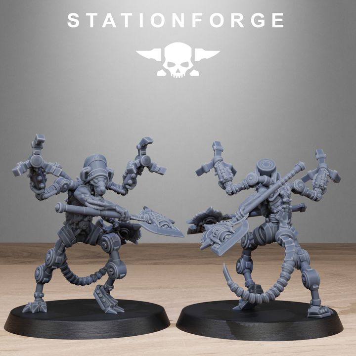 Raticus Technoclaw, Tech Priests proxy miniature, 28mm heroic scale unpainted resin, view 5