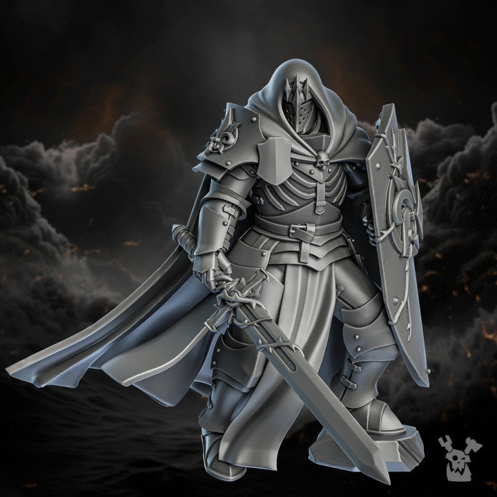 Battle Sisters Thorn Knights, proxy miniature, 28mm heroic scale unpainted resin, view 6