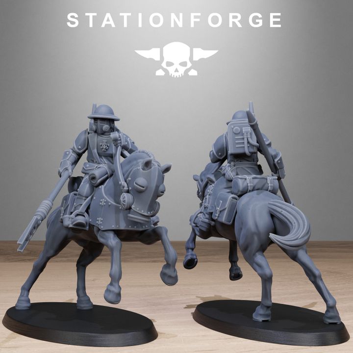 Royal Guard Cavalry, Imperial Army proxy miniature, 28mm heroic scale unpainted resin, view 10