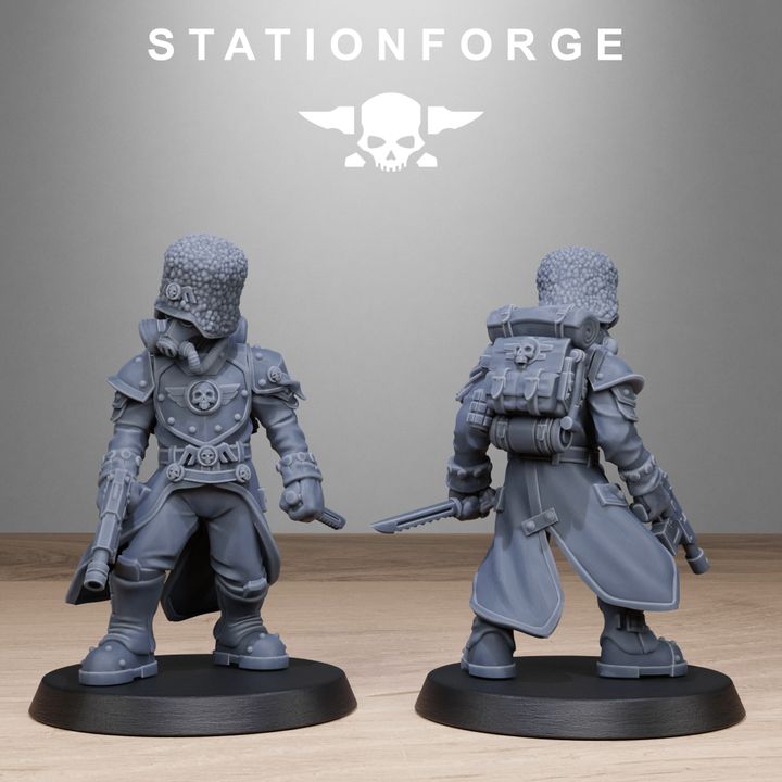 Grim Guard Royals, Imperial Army proxy miniature, infantry, 28mm heroic scale unpainted resin, view 8