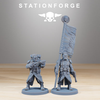 Grim Guard Combatants, Imperial Army proxy miniature, infantry, 28mm heroic scale unpainted resin, view 8