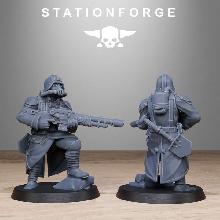 Grim Guard Chill Squad, Imperial Army proxy miniature, 28mm heroic scale unpainted resin, view 10