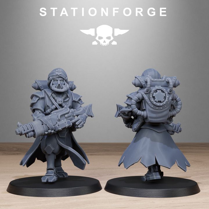 Scavenger Scorchers, Tech Priests proxy miniature, 28mm heroic scale unpainted resin, view 9