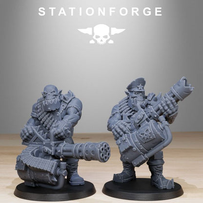 Orks Team Fighters With Gun (10 Units), proxy miniature, squad, 28mm heroic scale unpainted resin, view 8