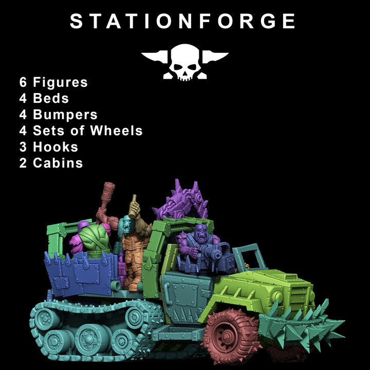 Orks Party Wagon V2, proxy miniature, 28mm heroic scale unpainted resin, view 8