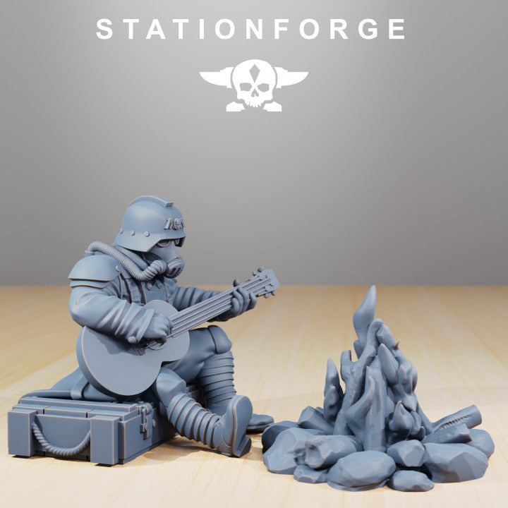 Grim Guard Comrades, Imperial Army proxy miniature, infantry, 28mm heroic scale unpainted resin, view 6
