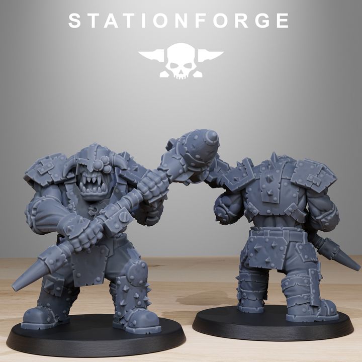 Orks Smashers (8 Units), proxy miniature, squad, 28mm heroic scale unpainted resin, view 8
