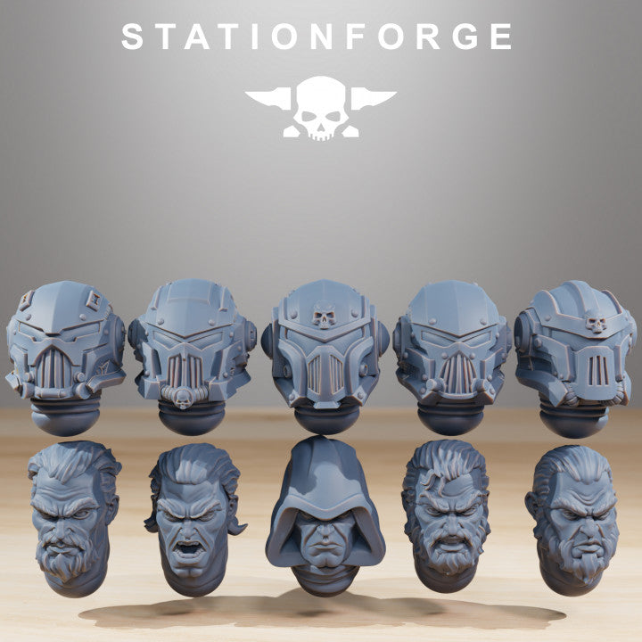 Space Knights Crusaders (10 Units), proxy miniature, squad, 28mm heroic scale unpainted resin, view 6
