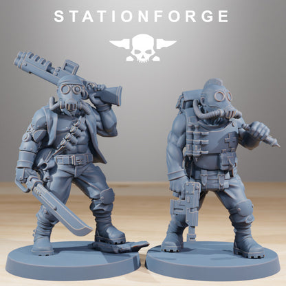 Grim Guard Hunters, Imperial Army proxy miniature, infantry, 28mm heroic scale unpainted resin, view 2