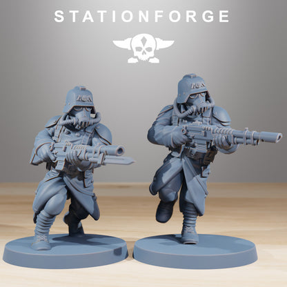 Grim Guard Acolytes, Imperial Army proxy miniature, infantry, 28mm heroic scale unpainted resin, view 9