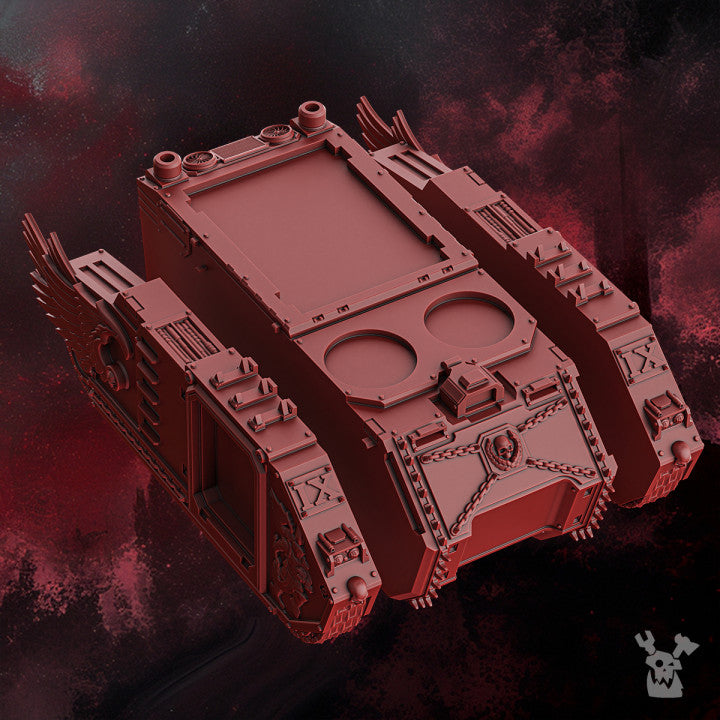 Crimson Knights Apc, proxy miniature, transport, 28mm heroic scale unpainted resin, view 3