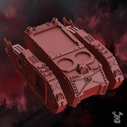 Crimson Knights Apc, proxy miniature, transport, 28mm heroic scale unpainted resin, view 3