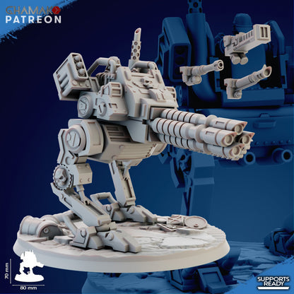 Iron Korps Ats Warwalker, Imperial Army proxy miniature, 28mm heroic scale unpainted resin, view 2