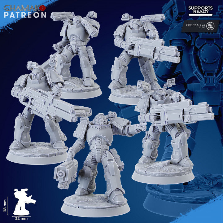 Space Knights Obliterator Squad (5 Units), proxy miniature, 28mm heroic scale unpainted resin