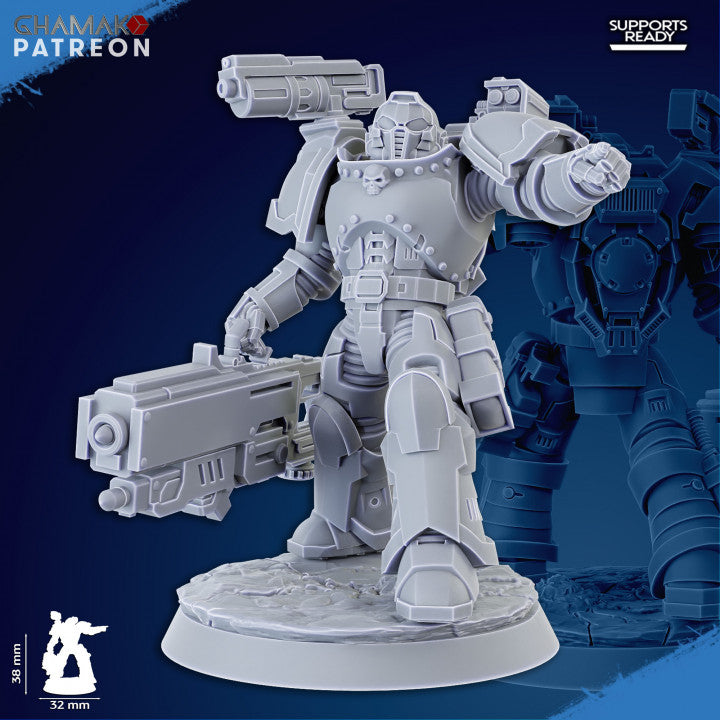 Space Knights Obliterator Squad (5 Units), proxy miniature, 28mm heroic scale unpainted resin, view 6