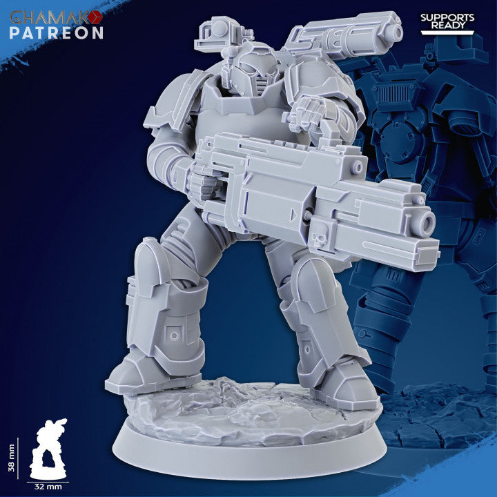 Space Knights Obliterator Squad (5 Units), proxy miniature, 28mm heroic scale unpainted resin, view 4