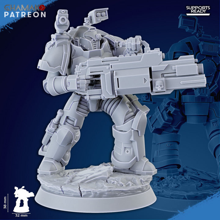 Space Knights Obliterator Squad (5 Units), proxy miniature, 28mm heroic scale unpainted resin, view 7