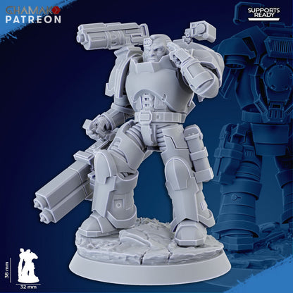 Space Knights Obliterator Squad (5 Units), proxy miniature, 28mm heroic scale unpainted resin, view 2