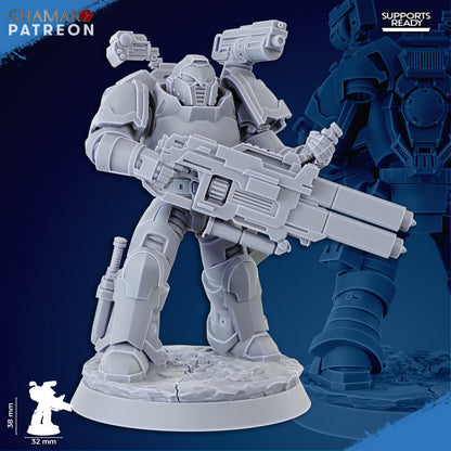 Space Knights Obliterator Squad (5 Units), proxy miniature, 28mm heroic scale unpainted resin, view 5