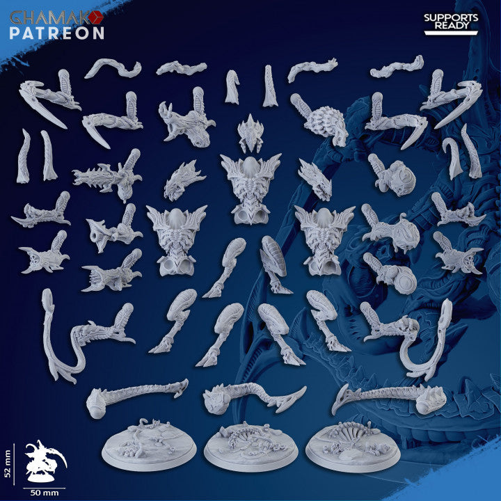 Bio Swarm Warriors (6 Units), proxy miniature, squad, 28mm heroic scale unpainted resin, view 2