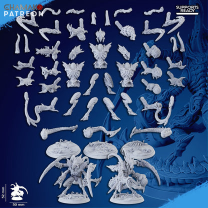 Bio Swarm Warriors (6 Units), proxy miniature, squad, 28mm heroic scale unpainted resin, view 8