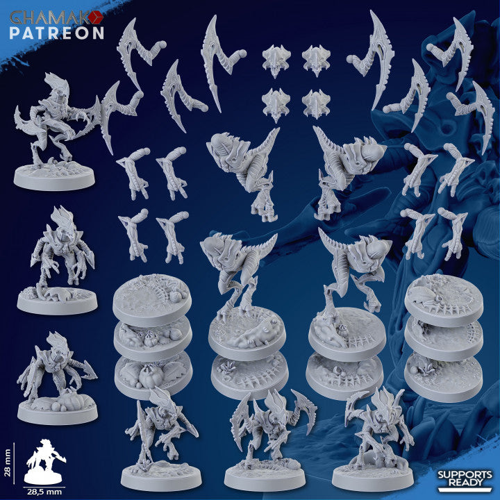 Bio Swarm Runners (10 Units), proxy miniature, squad, 28mm heroic scale unpainted resin, view 3