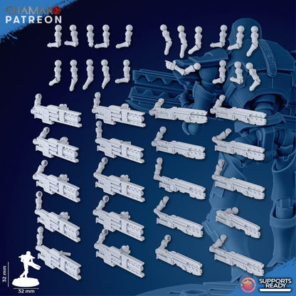 Necro Soldiers Squad (10 Units), proxy miniature, 28mm heroic scale unpainted resin, view 7