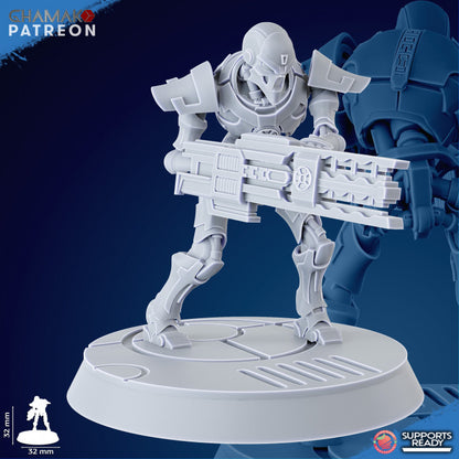 Necro Soldiers Squad With Heavy Rifle (10 Units), proxy miniature, 28mm heroic scale unpainted resin, view 6