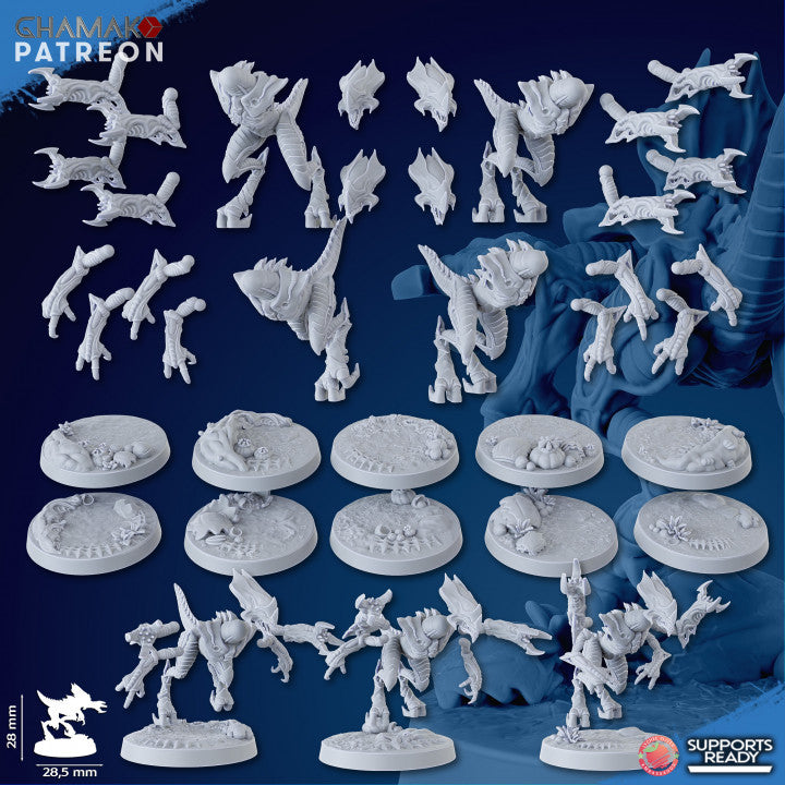 Bio Swarm Shardlings (10 Units), proxy miniature, squad, 28mm heroic scale unpainted resin, view 7