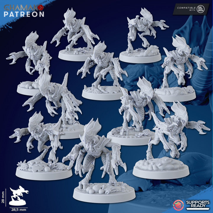 Bio Swarm Shardlings (10 Units), proxy miniature, squad, 28mm heroic scale unpainted resin