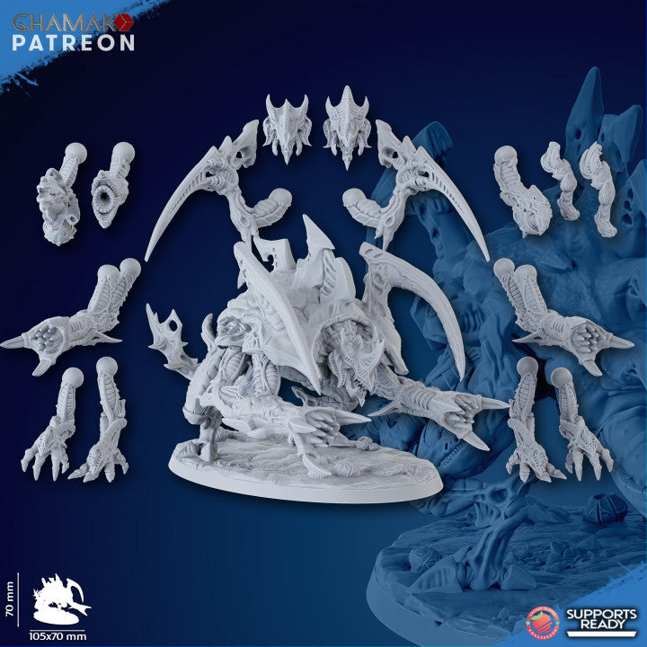 Bio Swarm Revenger, proxy miniature, monster, 28mm heroic scale unpainted resin, view 4