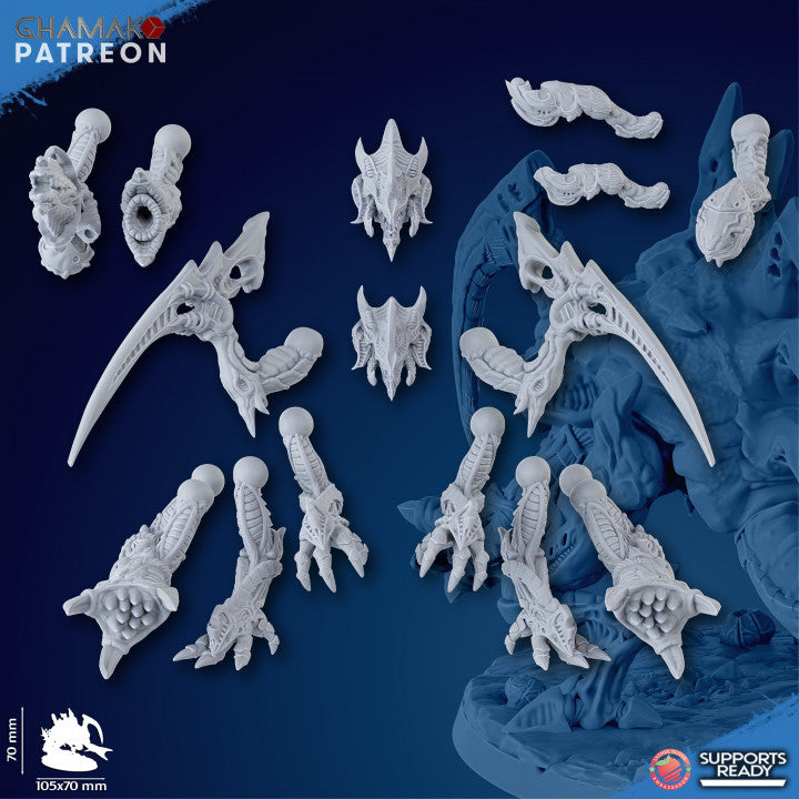 Bio Swarm Revenger Alpha, proxy miniature, monster, 28mm heroic scale unpainted resin, view 3