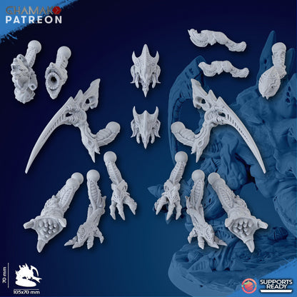 Bio Swarm Revenger Alpha, proxy miniature, monster, 28mm heroic scale unpainted resin, view 3