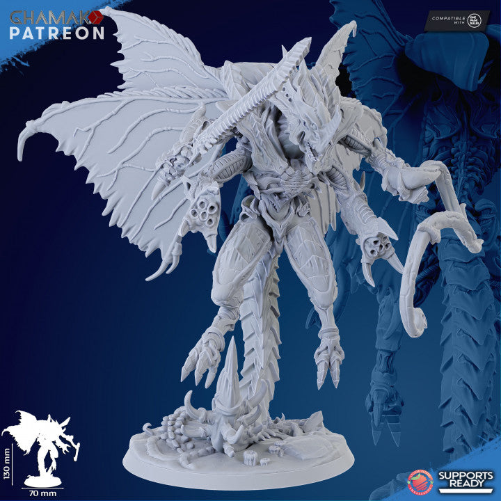Bio Swarm Overmind Lander, proxy miniature, monster, 28mm heroic scale unpainted resin, view 3