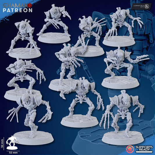 Necro Rippers Modular Kit (10 Units), proxy miniature, squad, 28mm heroic scale unpainted resin