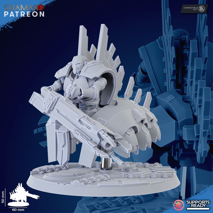 Necro Armored Flying Soldier V1, proxy miniature, flyer, 28mm heroic scale unpainted resin, view 3