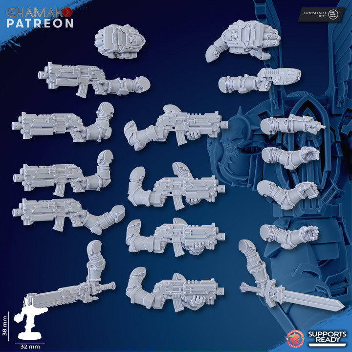 Hooded Knights Militum (10 Units), proxy miniature, squad, 28mm heroic scale unpainted resin, view 3