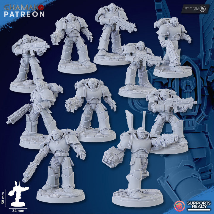 Hooded Knights Militum (10 Units), proxy miniature, squad, 28mm heroic scale unpainted resin