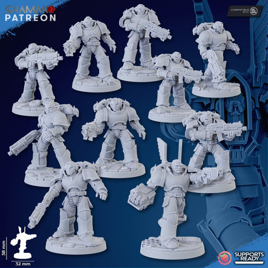 Hooded Knights Militum (10 Units), proxy miniature, squad, 28mm heroic scale unpainted resin