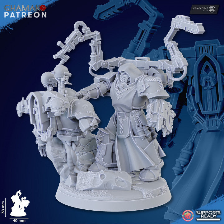 Hooded Knights Medicinae Militum, proxy miniature, 28mm heroic scale unpainted resin